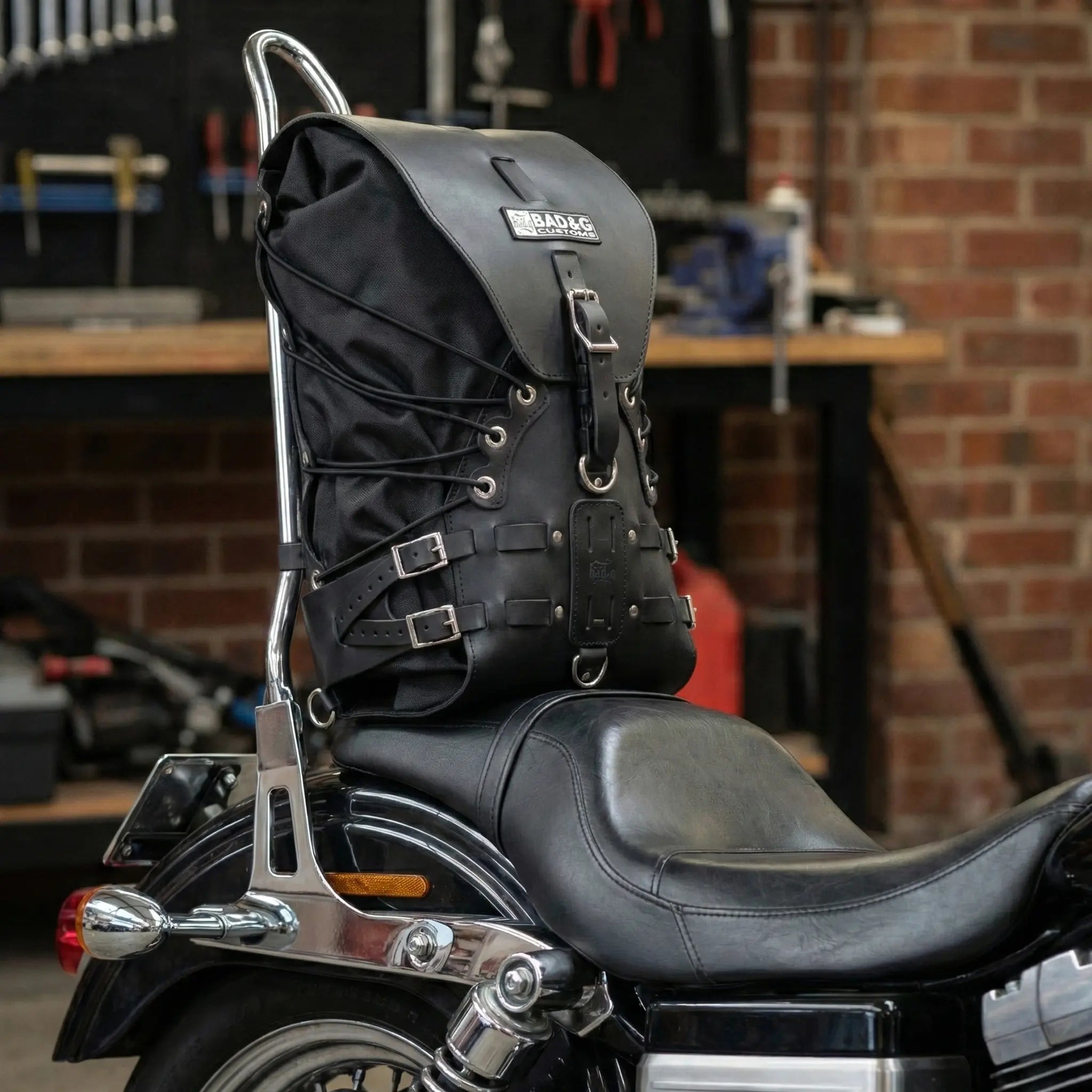 BAD&G Sissy Bar Bag โ Leather + Waterproof Dry Bag - USB01