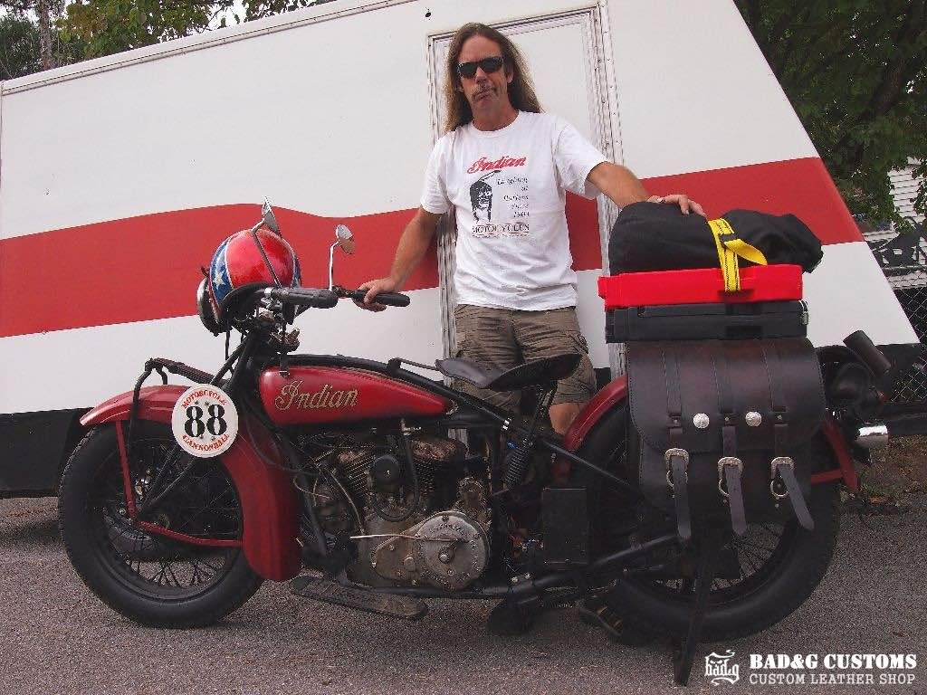 CANNONBALL PROVEN: The Doug Wothke #88 Seat & Saddlebag Set (1928 Indian Scout)