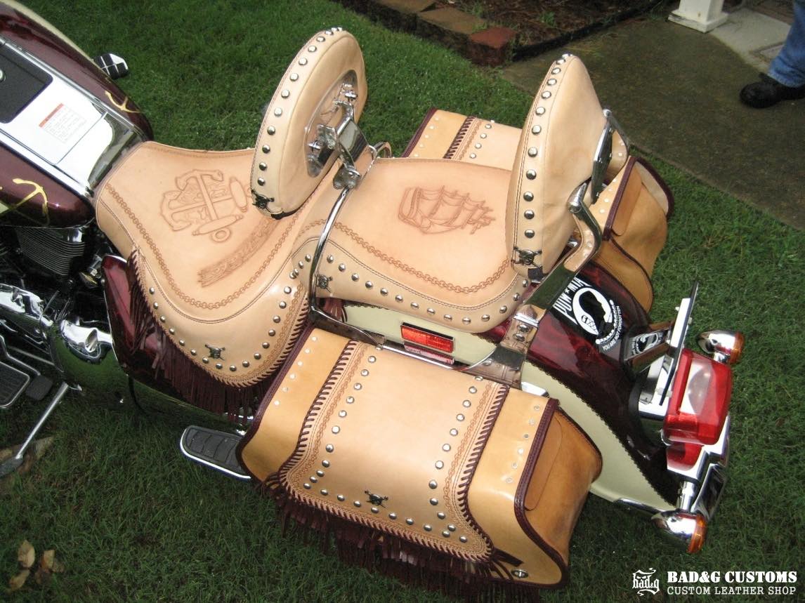 Suzuki Boulevard Veg Tan Tooled Seat and Saddlebags Set