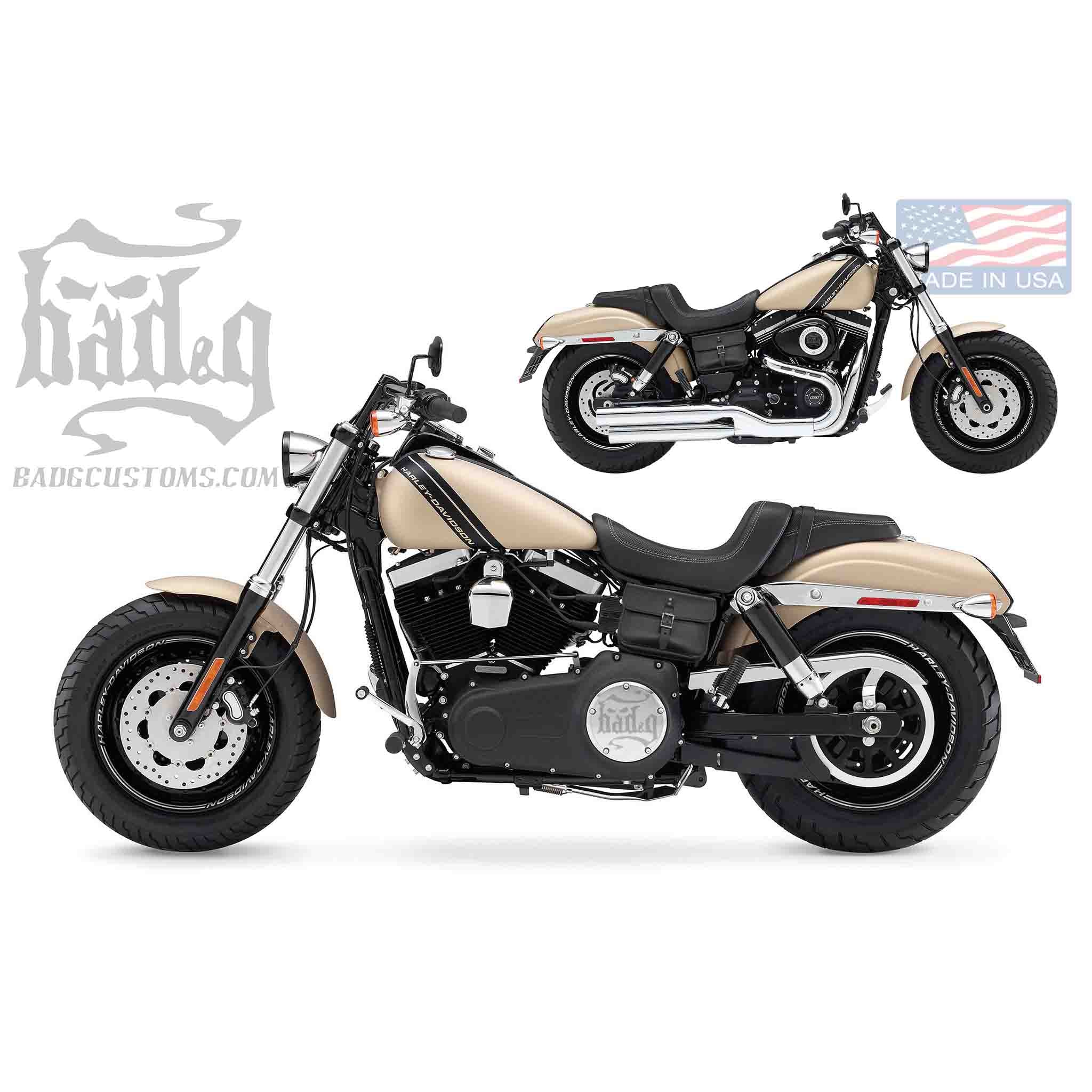 Upgrade your Harley-Davidson® Dyna with the DTU02 Dyna Throw Under Seat Bags. Hand crafted in USA with premium leather and top quality hardware. Durable and stylish, it's the perfect fit for your motorcycle.