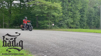 Triumph Bonneville Bobber Panniers Rolltop Swingarm Saddlebags. Hand crafted in USA with premium veg tan water buffalo leather, waterproof liners and solid brass hardware. BAD&G Customs TBP01